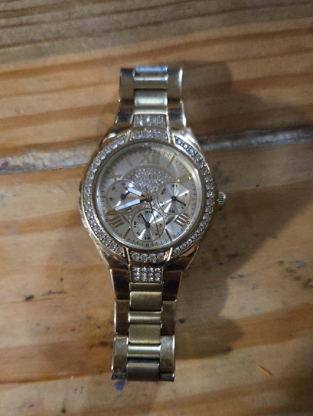 Guess Gold Tone Crystal Accent Women's Watch